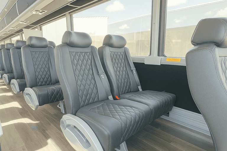 interior of Peoria Coach Bus Service charter bus