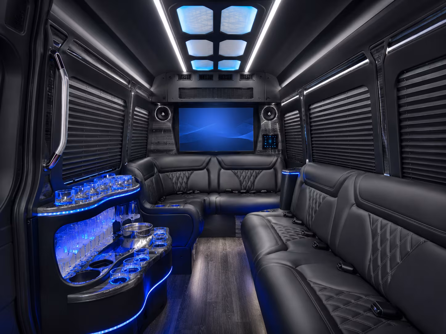peoria 18 passenger party bus inside